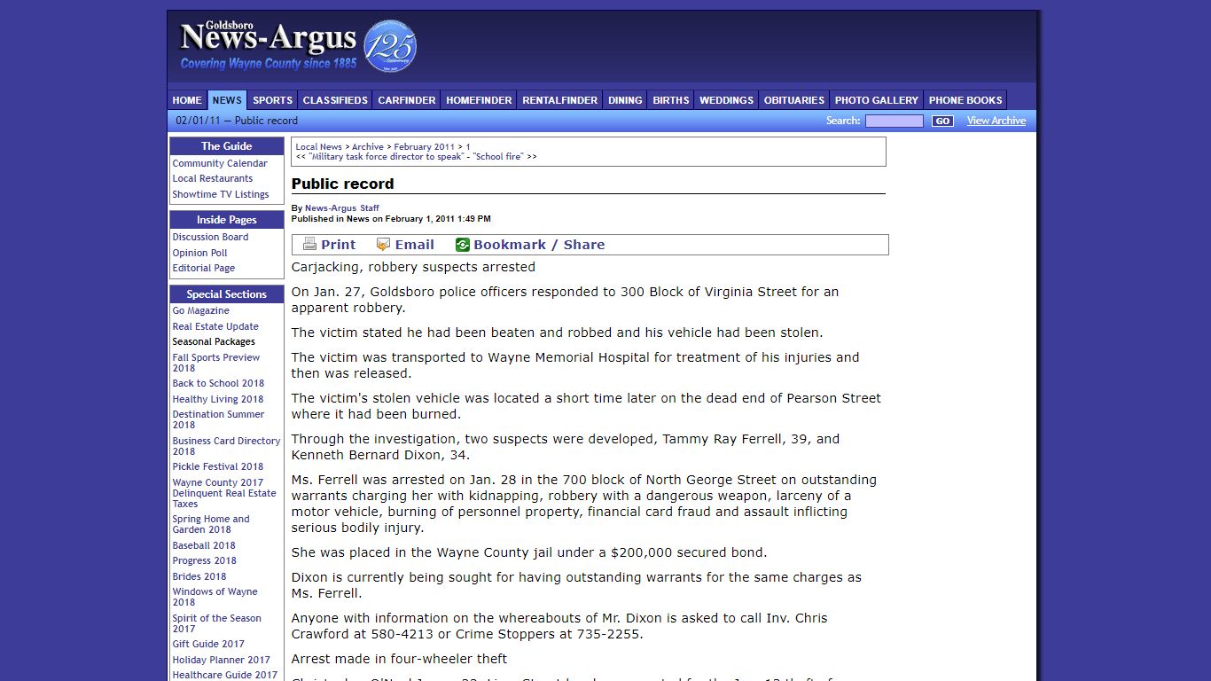 Goldsboro News-Argus | News: Public record